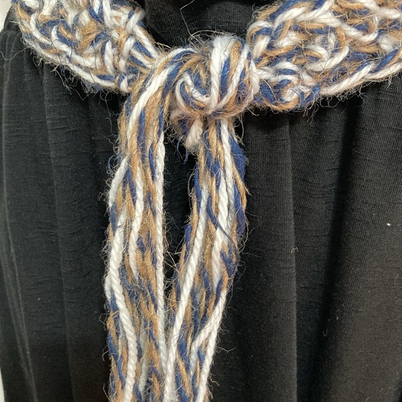 Macrame Boho Gypsy Hippie Belt with Cords Adjustable Navy Blue Beige White 36 in - Picture 3 of 9